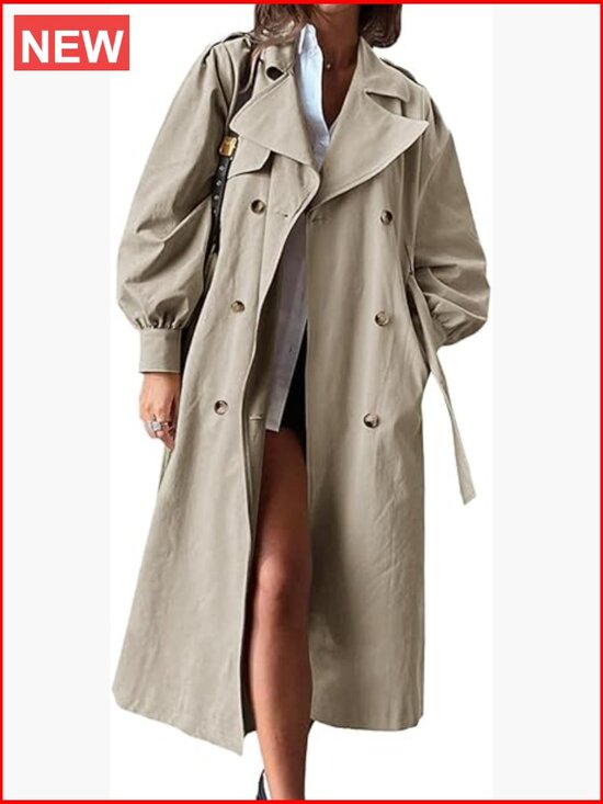 Jackets & Blazers - Oversized Double Breasted Trench Coat with Belt